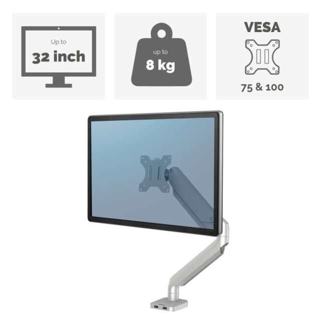 Fellowes - Platinum Series 8056401 soporte para monitor 101,6 cm (40") Escritorio Plata