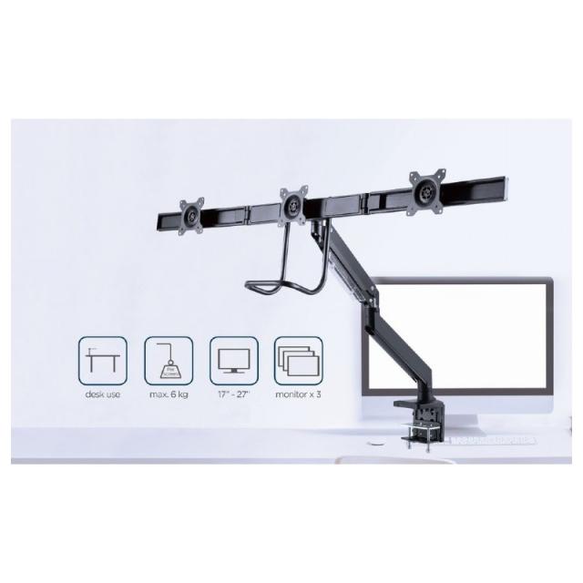 Gembird - MA-DA3-03 soporte para monitor 68,6 cm (27") Escritorio Negro