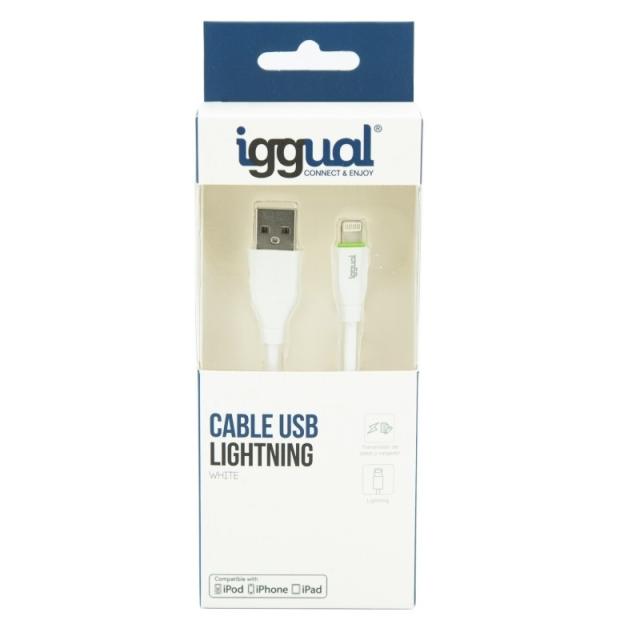 iggual - cable USB-A/Lightning 100 cm blanco