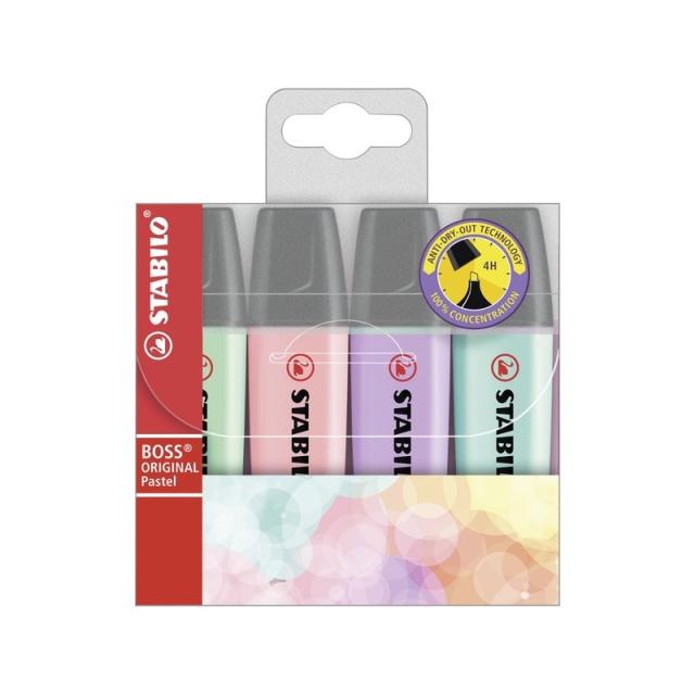 STABILO - Boss Original Pastel marcador 4 pieza(s) Punta de cincel Lila, Menta, Rosa, Turquesa