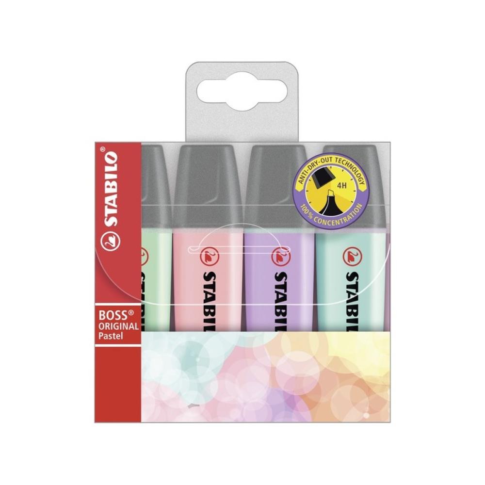 STABILO - Boss Original Pastel marcador 4 pieza(s) Punta de cincel Lila, Menta, Rosa, Turquesa