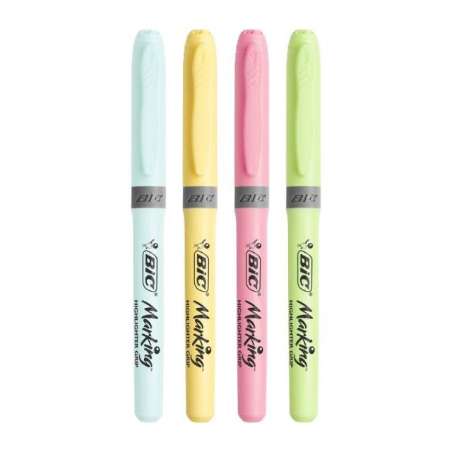 BIC - Highlighter Grip Pastel marcador 4 pieza(s) Azul, Verde, Rosa, Amarillo Punta de cincel
