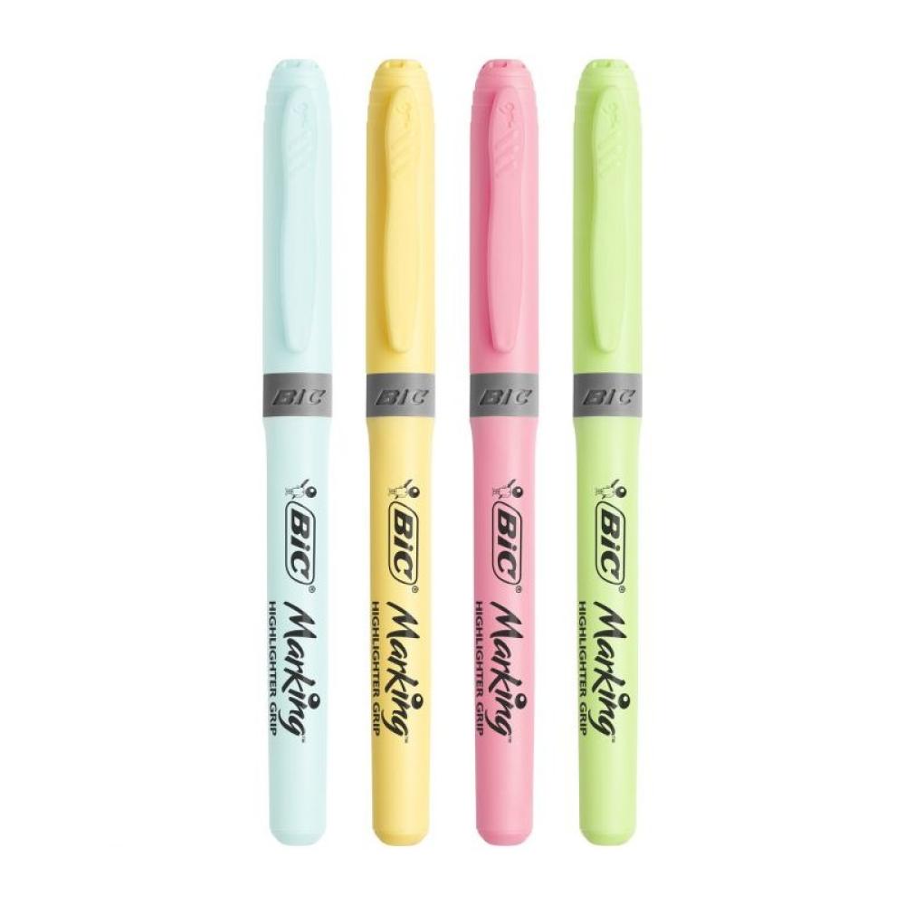 BIC - Highlighter Grip Pastel marcador 4 pieza(s) Azul, Verde, Rosa, Amarillo Punta de cincel