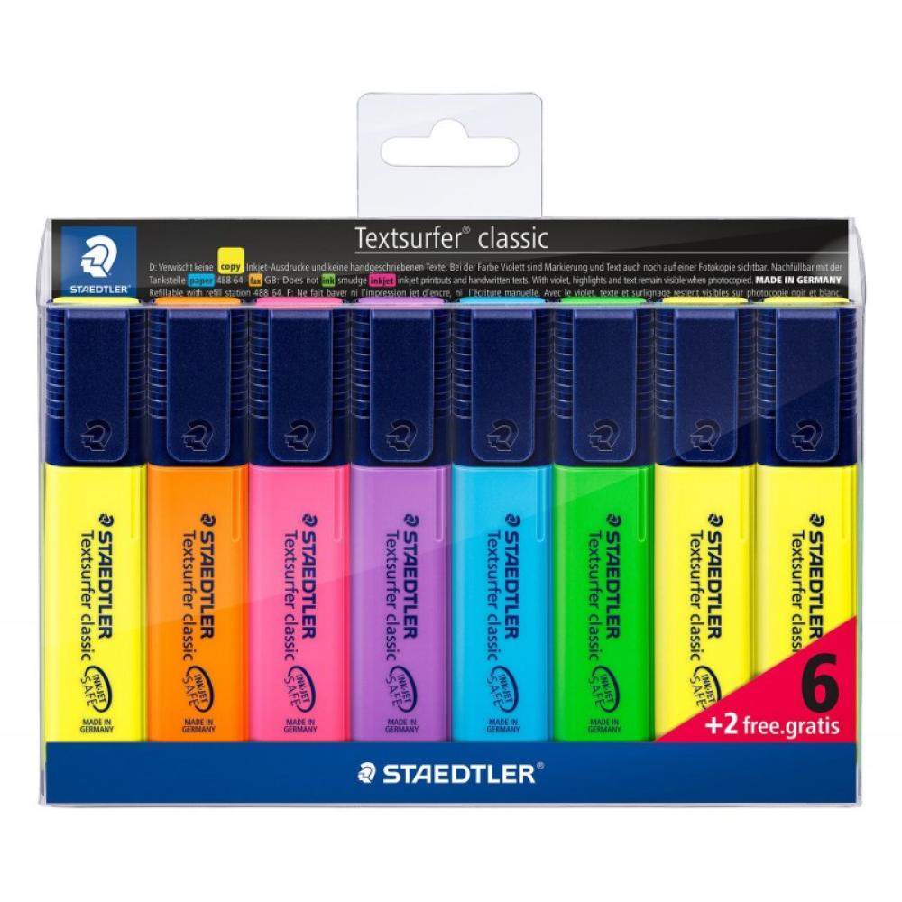 Staedtler - Textsurfer classic 364 marcador 8 pieza(s) Punta de cincel Azul, Verde, Naranja, Rosa, Violeta, Amarillo