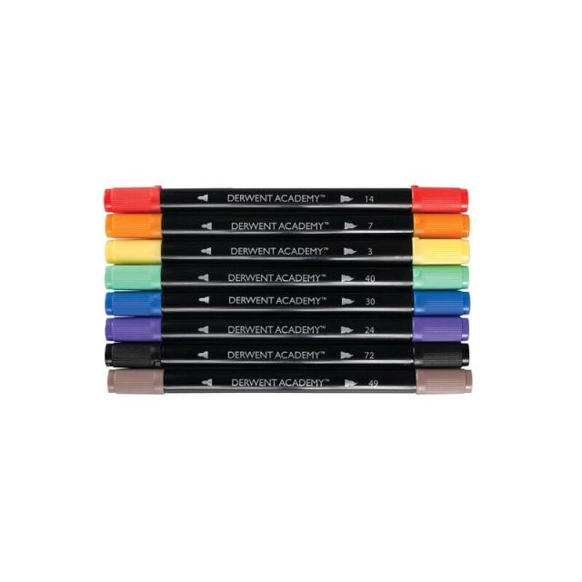 Derwent - Academy marcador 8 pieza(s) Punta de pincel Multicolor