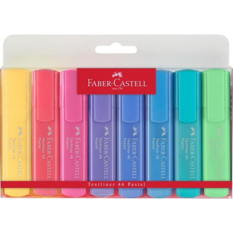 Faber-Castell - 154609 marcador 8 pieza(s) Punta de cincel Azul, Azul claro, Verde claro, Rosa, Rojo, Turquesa, Violeta, Amarill