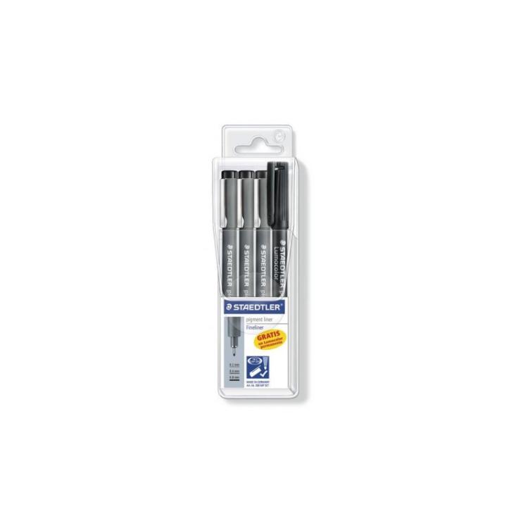 Staedtler - 308 S1WP3 marcador 3 pieza(s) Negro, Gris