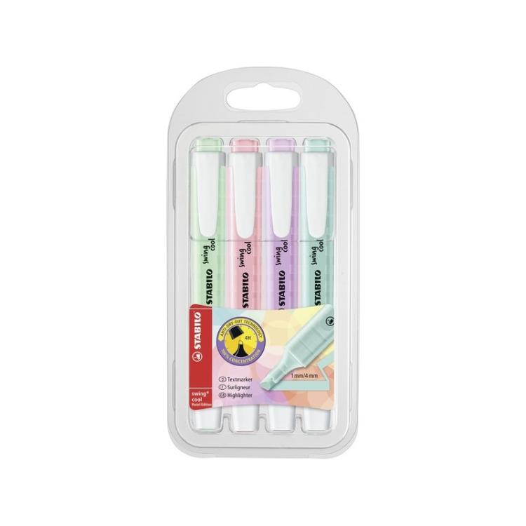 STABILO - swing cool Pastel marcador 4 pieza(s) Punta de cincel Azul, Verde, Rosa, Púrpura