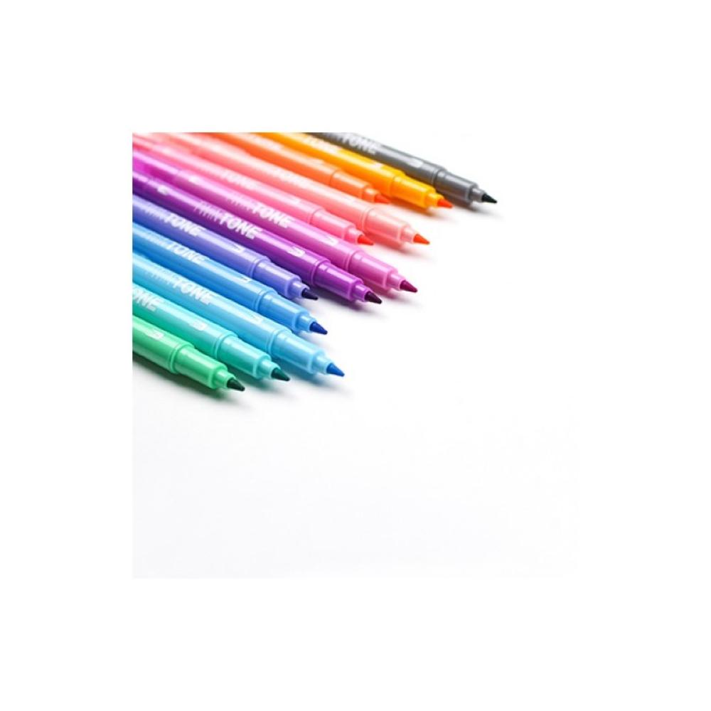 Tombow - TwinTone Pastels marcador 12 pieza(s) Punta redonda/fina Negro, Azul, Marrón, Cian, Verde, Naranja, Rosa, Rojo, Violeta