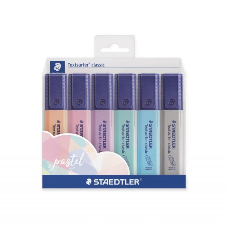 Staedtler - 364 C marcador 6 pieza(s) Azul claro, Gris claro, Menta, Melocotón, Rosa, Violeta