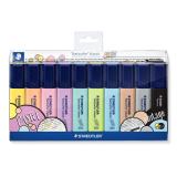 Staedtler - 364 C marcador 10 pieza(s) Punta de cincel Negro, Marrón, Azul claro, Gris claro, Cal, Menta, Melocotón, Rosa, Viole