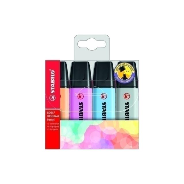 STABILO - Boss Original Pastel marcador 4 pieza(s) Punta de cincel Multicolor - 70/4-4