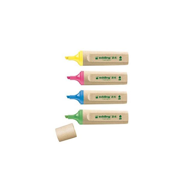 Edding - EcoLine 24 marcador 4 pieza(s) Punta de cincel/fina Azul, Verde, Rosa, Amarillo