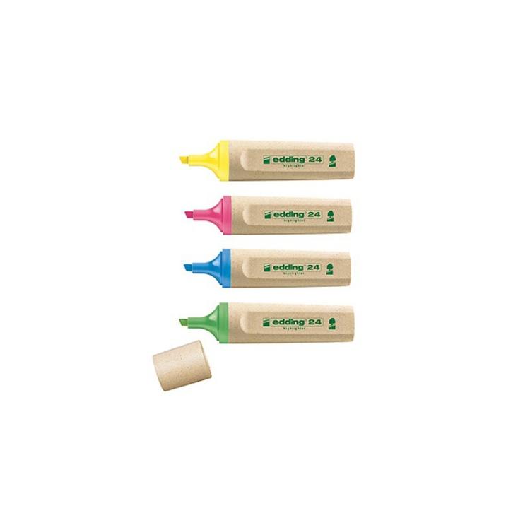 Edding - EcoLine 24 marcador 4 pieza(s) Punta de cincel/fina Azul, Verde, Rosa, Amarillo