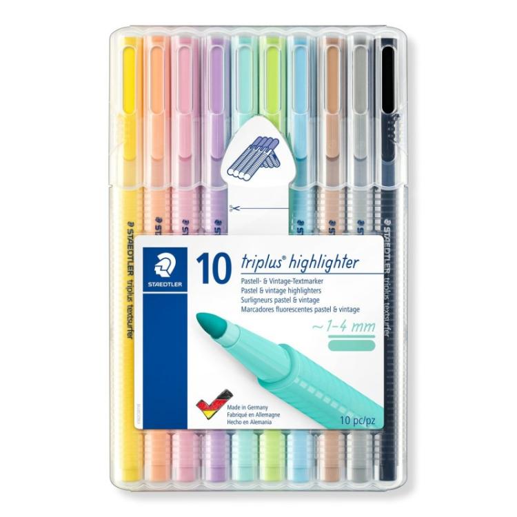 Staedtler - 362 C marcador 10 pieza(s) Punta redonda Negro, Marrón, Azul claro, Gris claro, Cal, Menta, Melocotón, Rosa, Violeta