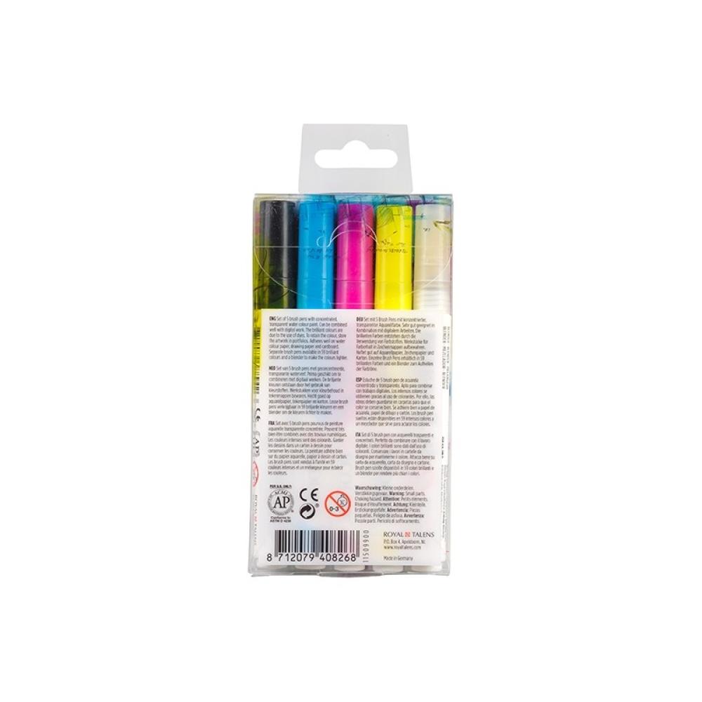Talens - Ecoline marcador 5 pieza(s) Negro, Azul, Magenta, Amarillo