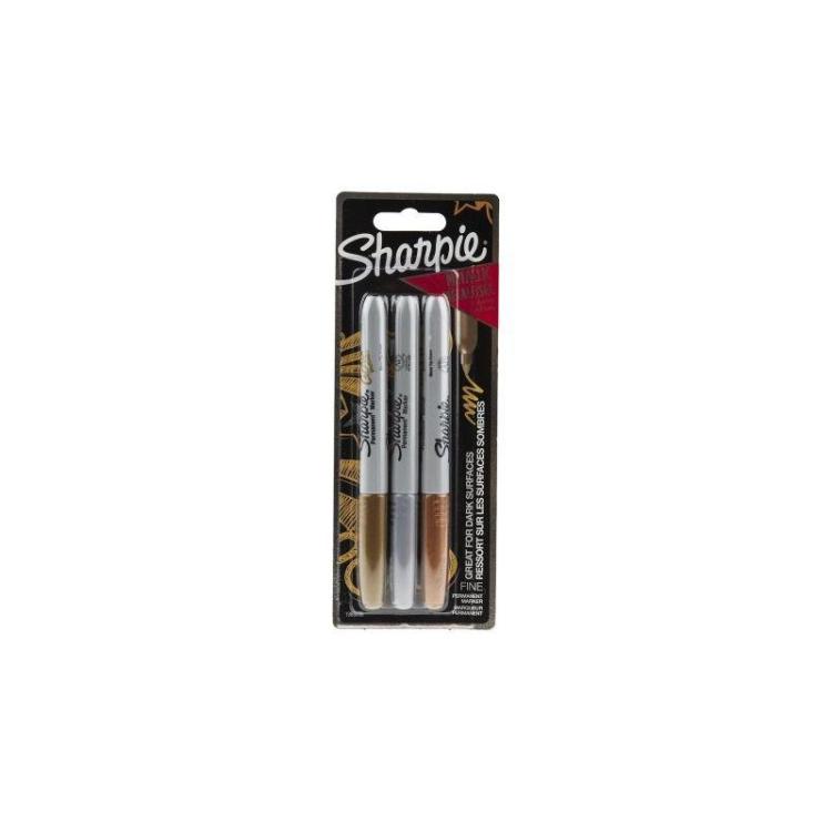 Sharpie - 1986006 marcador 3 pieza(s) Punta fina Bronce, Oro, Plata