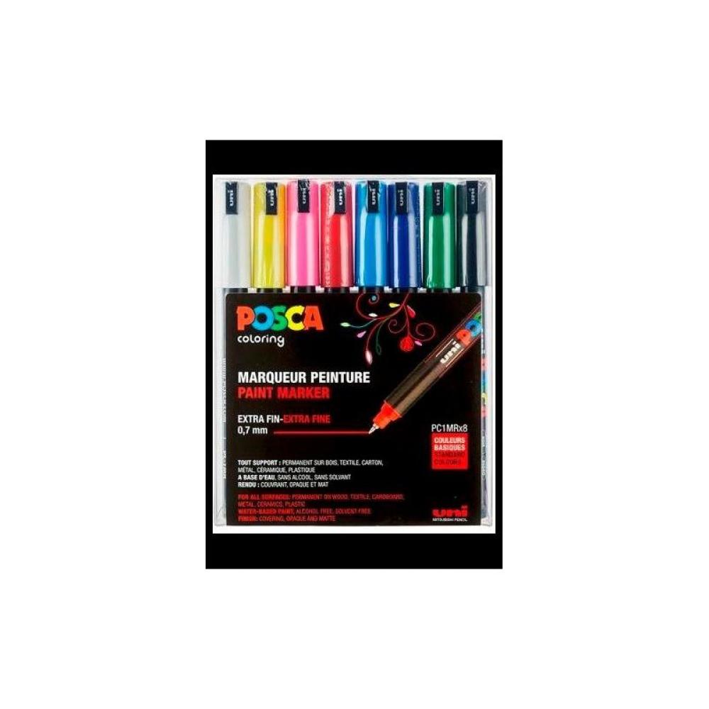 Uni-Ball - UNIBALL ESTUCHE BASIC MARCADOR POSCA PC-1MR/8C -8U-