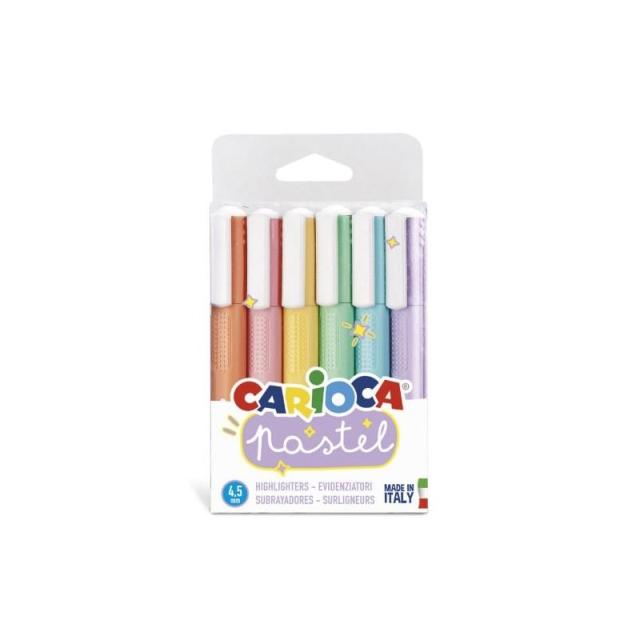 Carioca - Pastel marcador 6 pieza(s) Punta de cincel Azul, Verde, Naranja, Pastel, Rosa, Púrpura, Amarillo