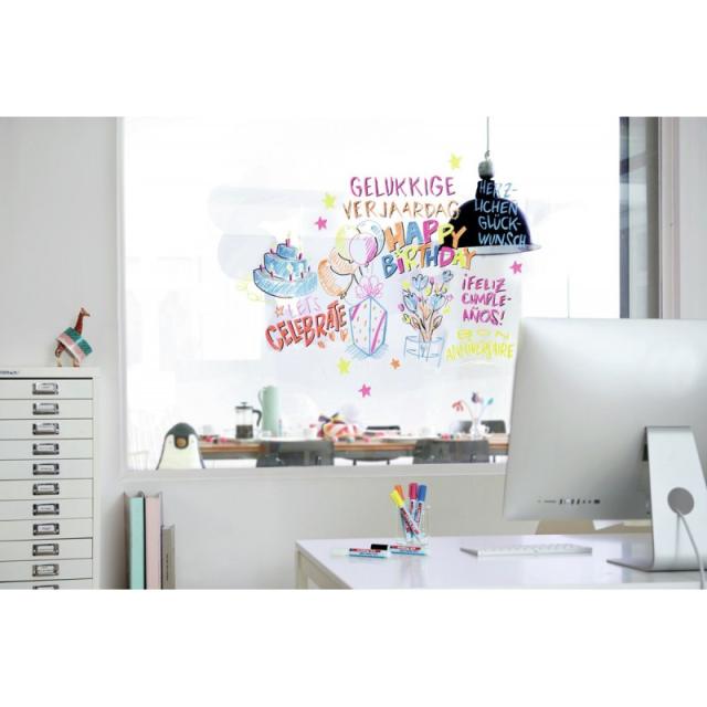 Edding - 95 Glass marcador 4 pieza(s) Punta redonda Azul, Rosa, Blanco, Amarillo