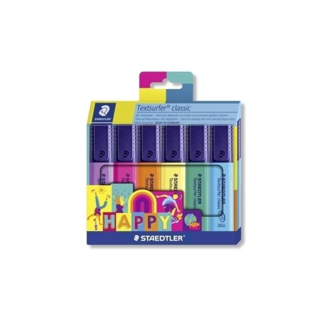 Staedtler - 364 C6 HA marcador 6 pieza(s) Punta de cincel Azul, Verde, Naranja, Rosa, Violeta, Amarillo