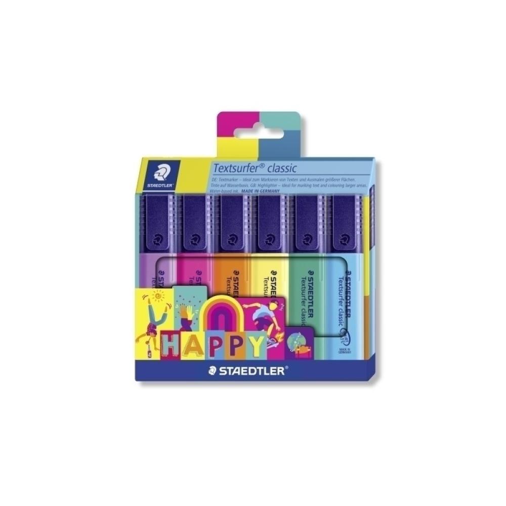 Staedtler - 364 C6 HA marcador 6 pieza(s) Punta de cincel Azul, Verde, Naranja, Rosa, Violeta, Amarillo