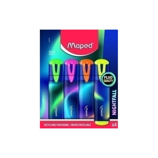 Maped - 740700 marcador 4 pieza(s) Punta de cincel Verde, Naranja, Amarillo, Rosa