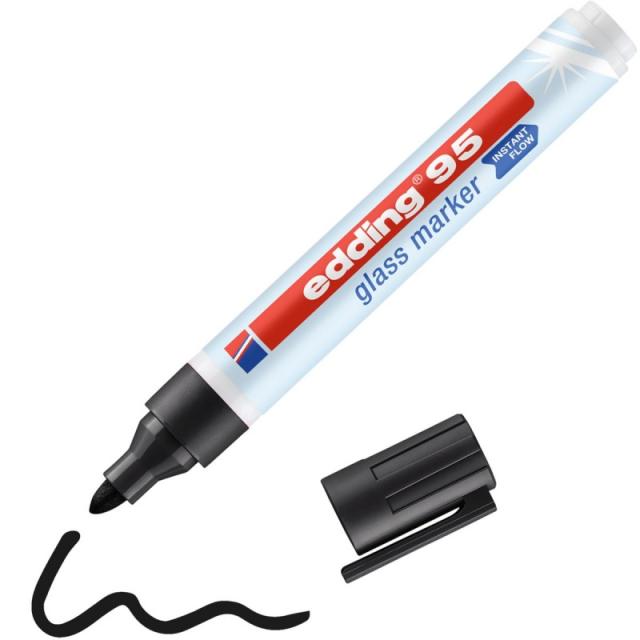 Edding - 95 Glass marcador 1 pieza(s) Punta redonda Negro