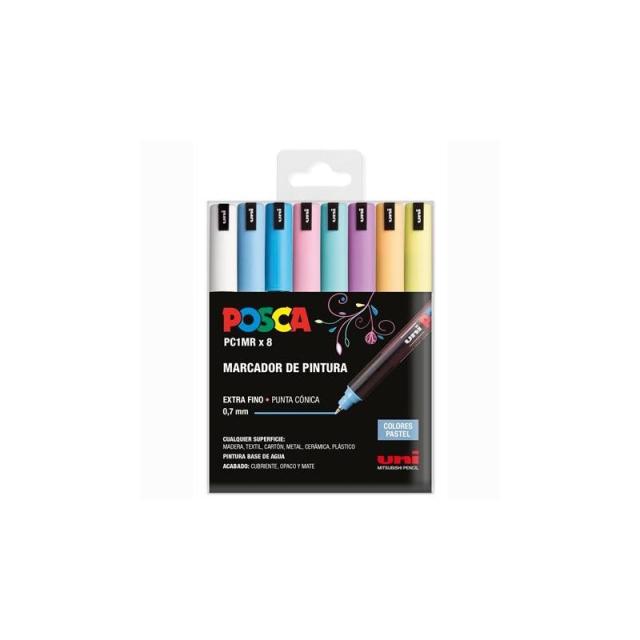 POSCA - POSCA ESTUCHE BASIC MARCADOR PC-1MR/8C COLORES SURTIDO PASTEL -8U- - Color no elegible