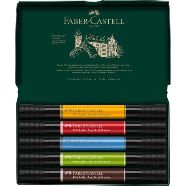 Faber-Castell - 162005 marcador 5 pieza(s) Azul, Verde, Rojo, Sepia, Amarillo