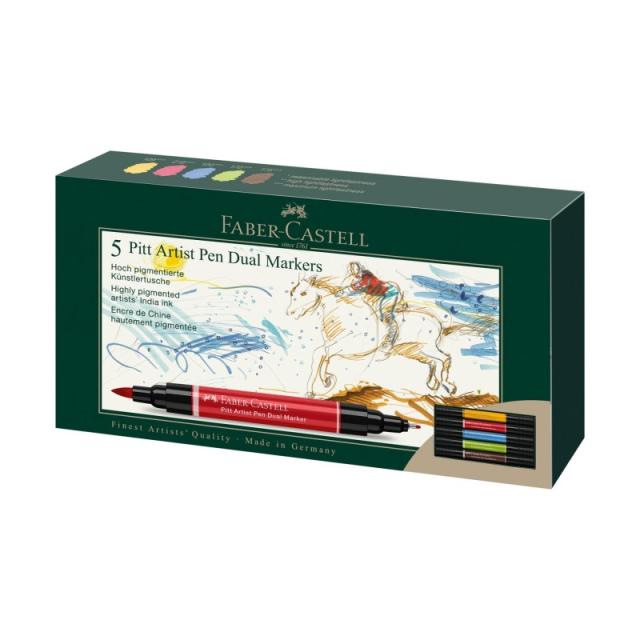 Faber-Castell - 162005 marcador 5 pieza(s) Azul, Verde, Rojo, Sepia, Amarillo