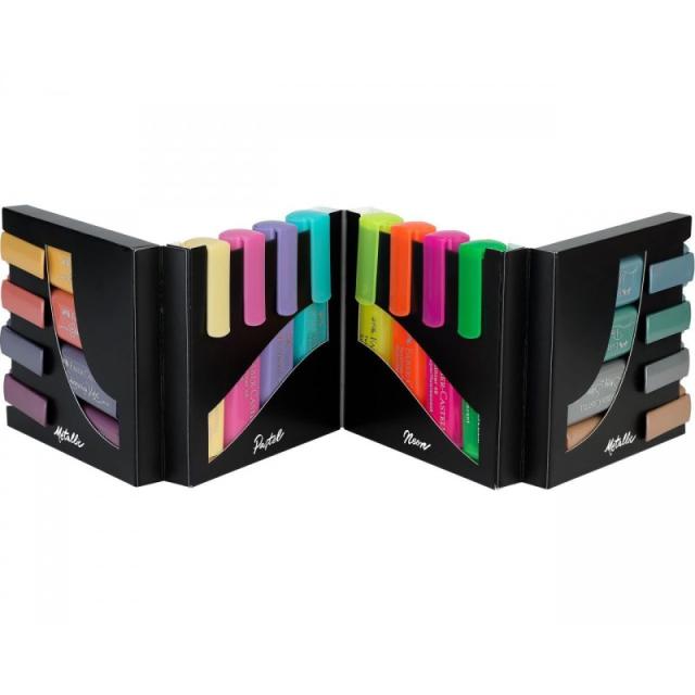 Faber-Castell - 254603 marcador 16 pieza(s) Punta de cincel Metálico, Multicolor, Pastel