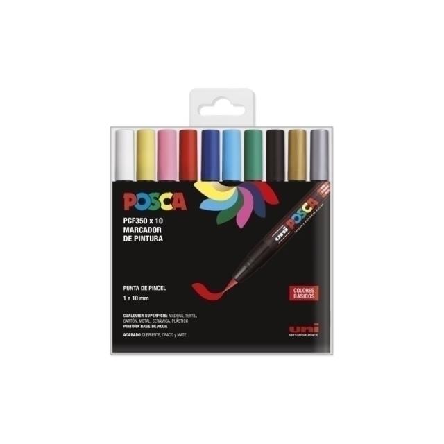 POSCA - ROTUL.UNI-POSCA PINCEL ESTUCHE 10 SURT.