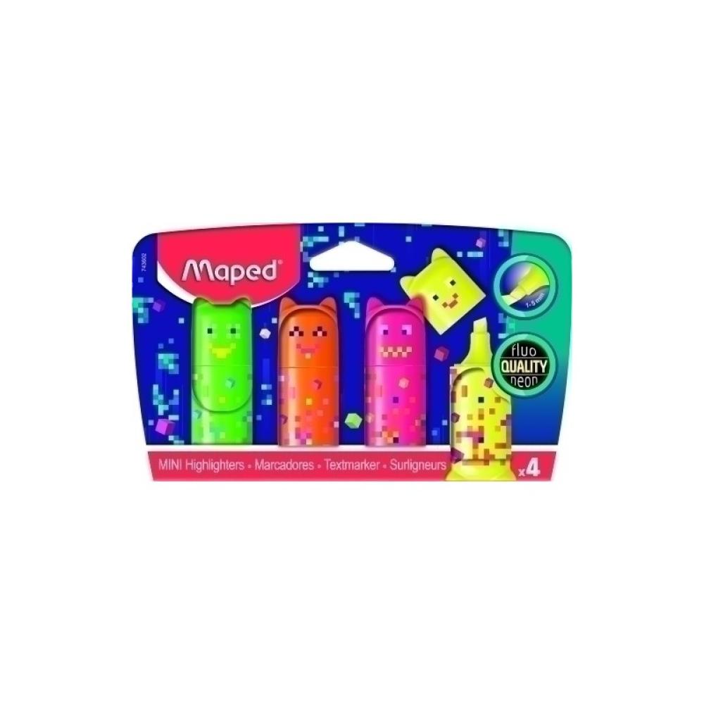 Maped - 743602 marcador 4 pieza(s) Punta de cincel Amarillo, Rosa, Naranja, Verde