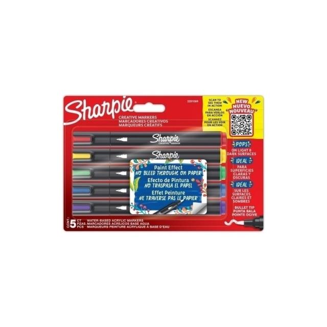 Sharpie - Establece marcadores ACRÍLICOS creativos - 5 piezas