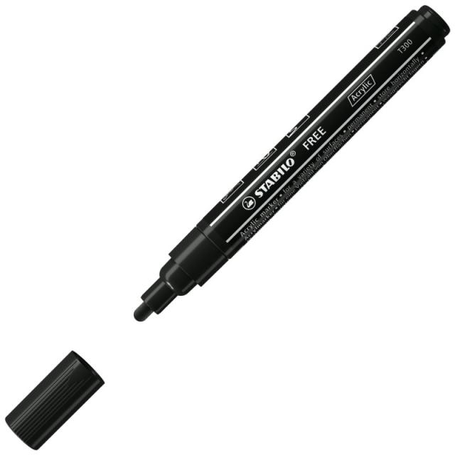 STABILO - FREE Acrylic marcador 1 pieza(s) Punta redonda Negro