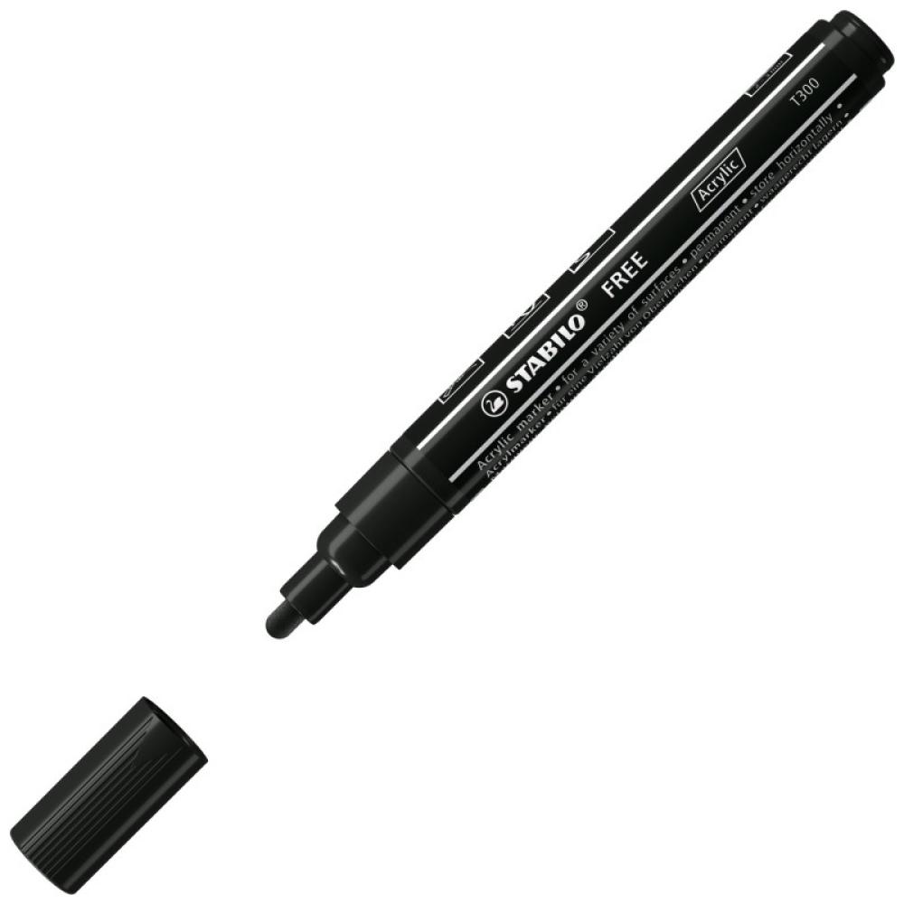 STABILO - FREE Acrylic marcador 1 pieza(s) Punta redonda Negro
