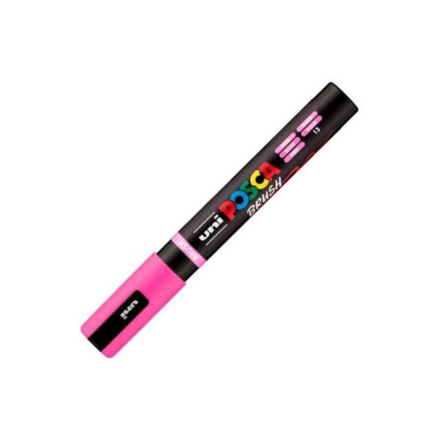 POSCA - POSCA MARCADOR PC-5BR BRUSH PUNTA M SEMIFLEXIBLE ROSA
