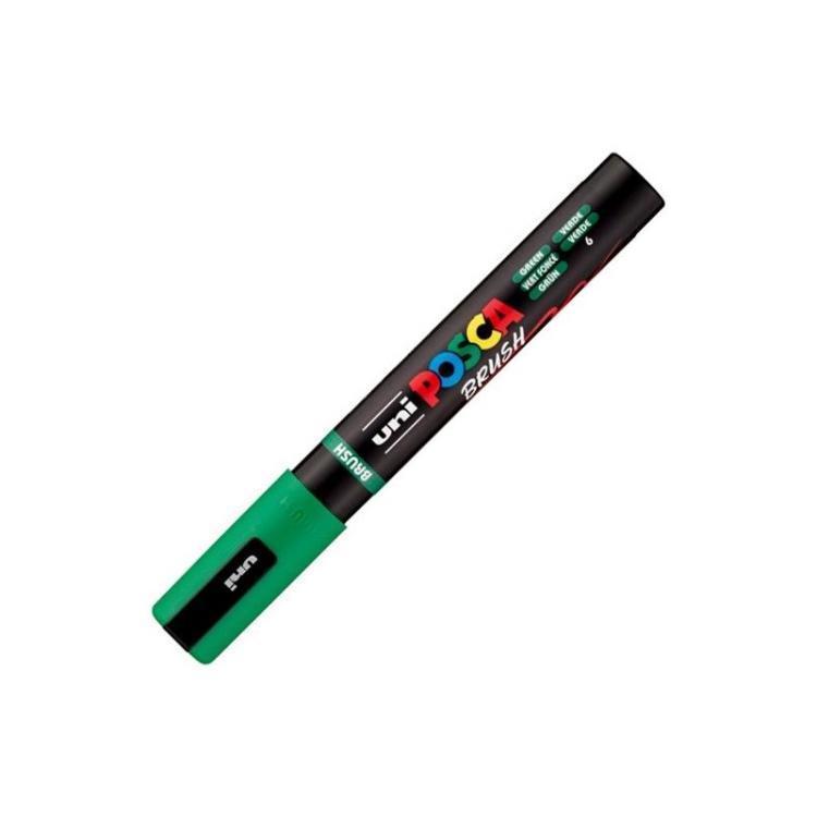 POSCA - POSCA MARCADOR PC-5BR BRUSH PUNTA M SEMIFLEXIBLE VERDE