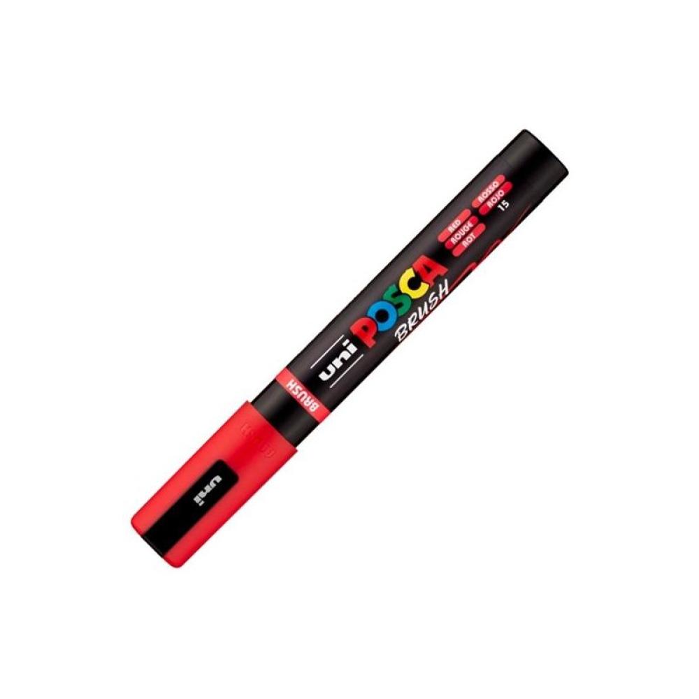 POSCA - POSCA MARCADOR PC-5BR BRUSH PUNTA M SEMIFLEXIBLE ROJO