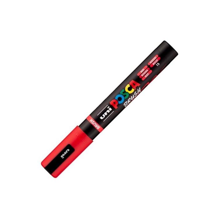 POSCA - POSCA MARCADOR PC-5BR BRUSH PUNTA M SEMIFLEXIBLE ROJO