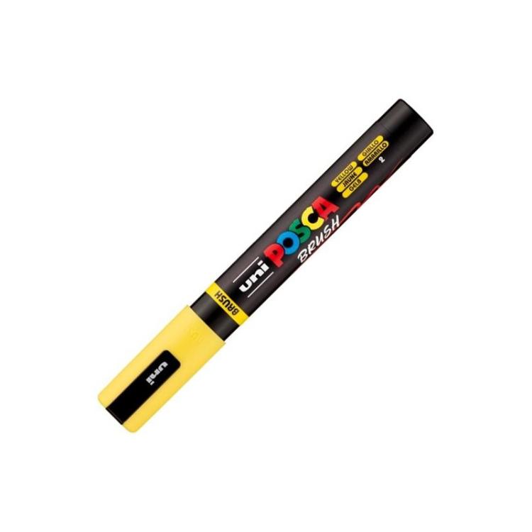 POSCA - POSCA MARCADOR PC-5BR BRUSH PUNTA M SEMIFLEXIBLE AMARILLO