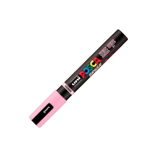 POSCA - POSCA MARCADOR PC-5BR BRUSH PUNTA M SEMIFLEXIBLE ROSA CLARO