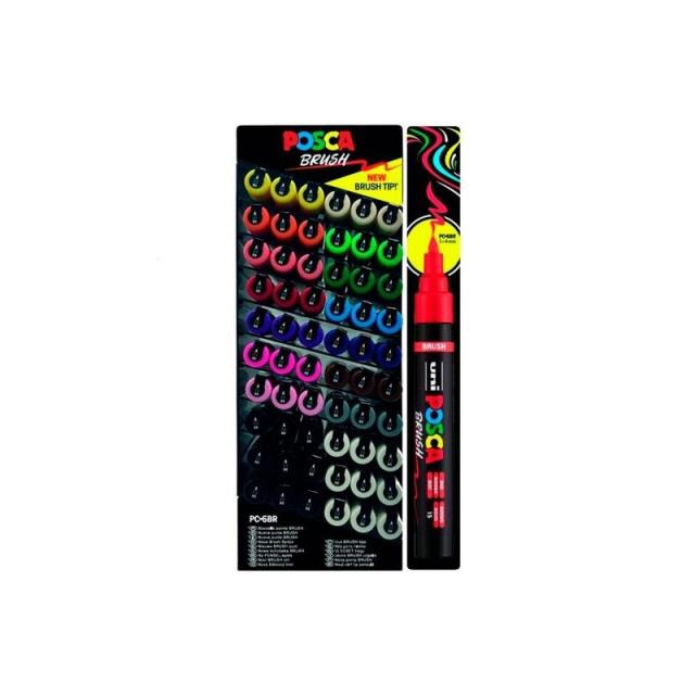POSCA - POSCA MARCADOR PC-5BR BRUSH PUNTA M SEMIFLEXIBLE COLORES SURTIDOS EXPOSITOR 60 UD - Color no elegible