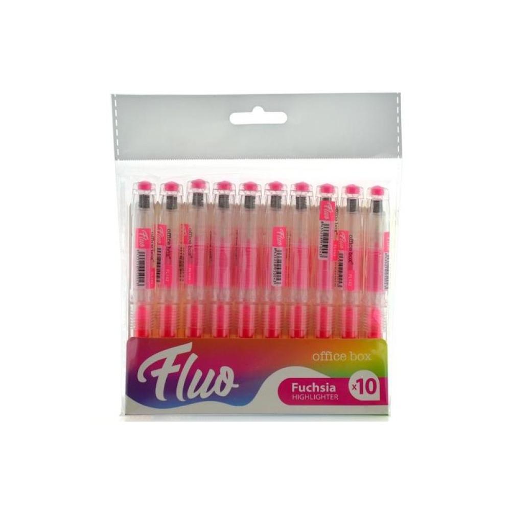 Office Box - OFFICE BOX MARCADOR FLUORESCENTE FLUO RECARGABLE ROSA PACK 10 UD