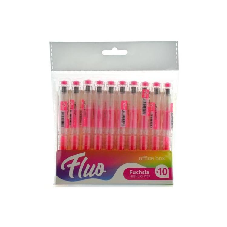 Office Box - OFFICE BOX MARCADOR FLUORESCENTE FLUO RECARGABLE ROSA PACK 10 UD