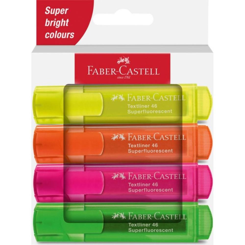 Faber-Castell - Textmarker 46 Superfluorescent marcador 4 pieza(s) Punta de cincel Verde, Naranja, Rosa, Amarillo