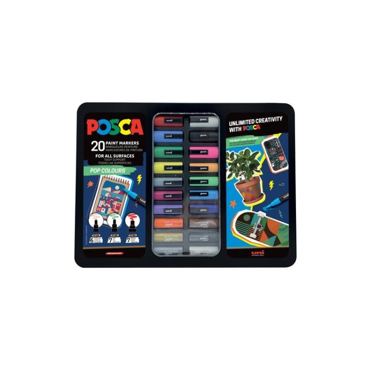 POSCA - ROTUL.UNI-POSCA CAJA METALICA 20 POP