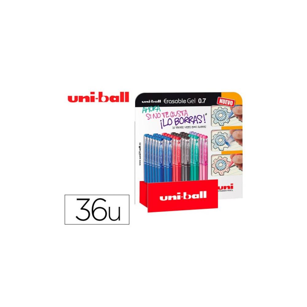 Uni-Ball - EXPOSITOR ROLLER TINTA GEL BORRABLE UF-222 0,7 MM. 36 UD. COLORES SURTIDOS UNI-BALL 182634756 - Color no elegible