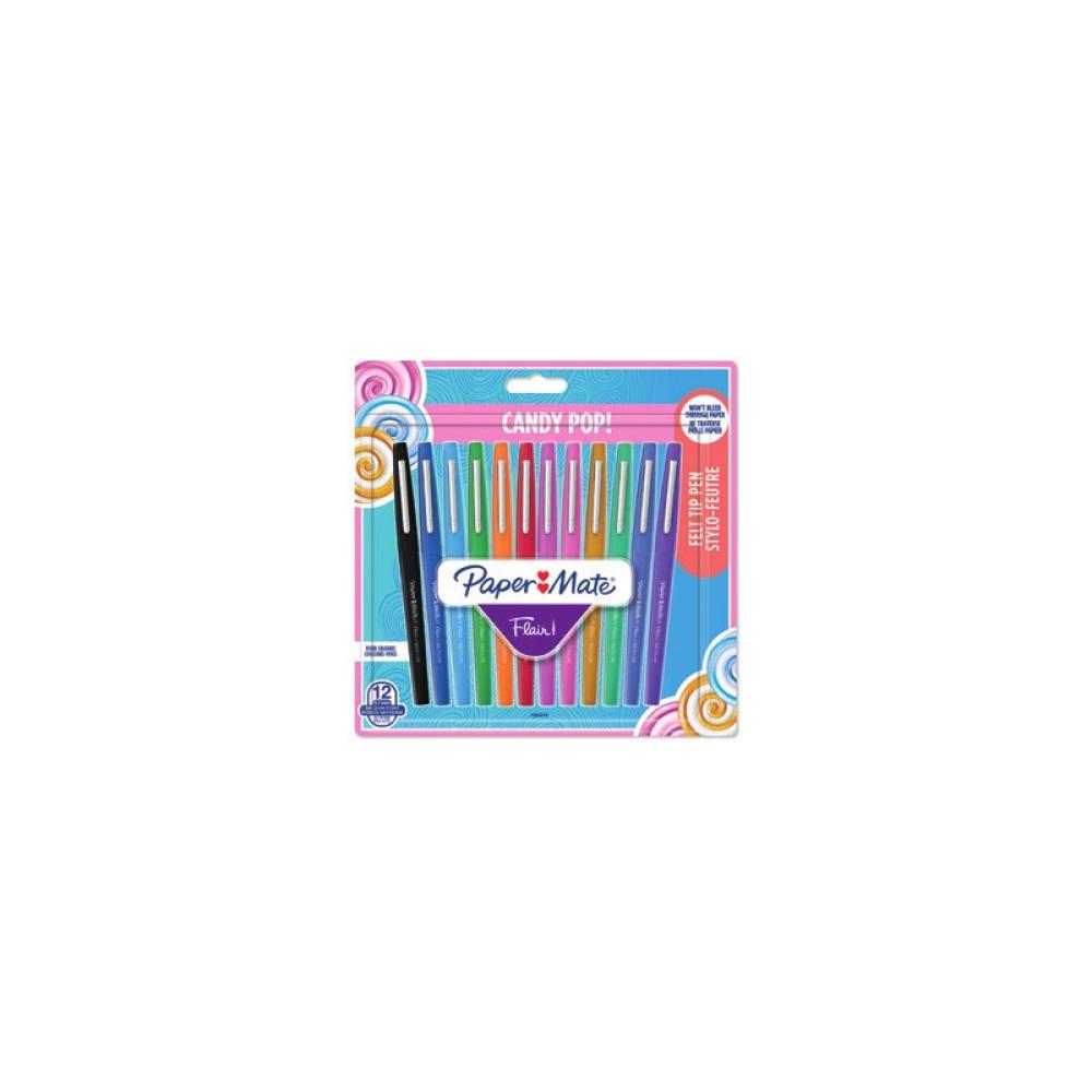 Papermate - Flair Candy Pop Bolígrafo de gel con tapa Medio Multicolor 12 pieza(s)